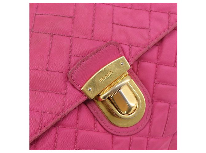 PRADA Chain Shoulder Bag Nylon Pink Gold - vista 18