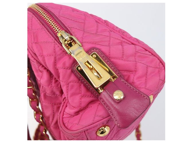 PRADA Chain Shoulder Bag Nylon Pink Gold - vista 20