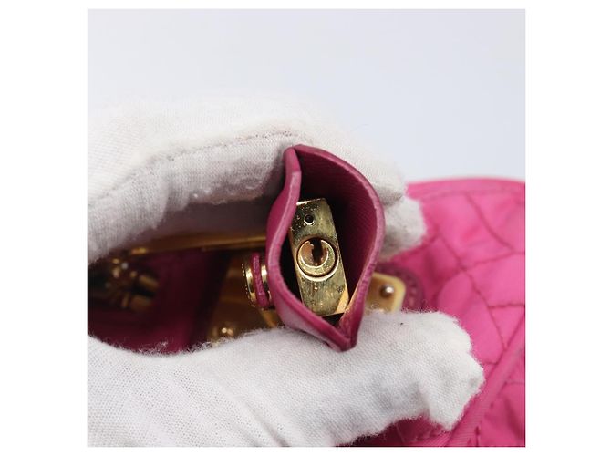 PRADA Chain Shoulder Bag Nylon Pink Gold - vista 21