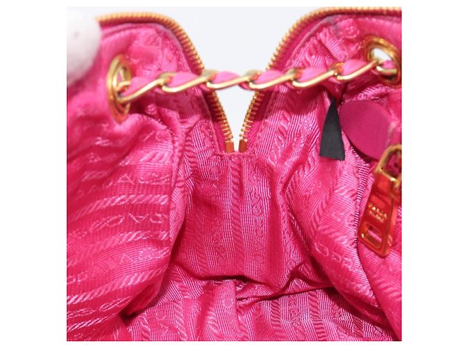 PRADA Chain Shoulder Bag Nylon Pink Gold - vista 25