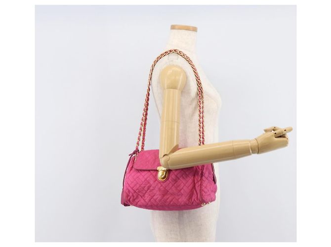 PRADA Chain Shoulder Bag Nylon Pink Gold - vista 29