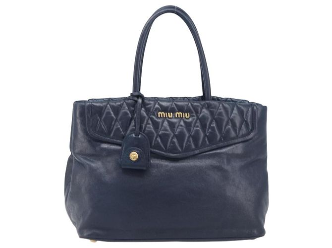 Miu Miu Hand Bag Vitellolux 2way Navy Gold - vista 2
