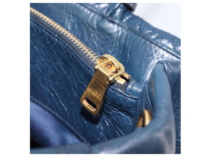 Miu Miu Hand Bag Vitellolux 2way Navy Gold - vista 23