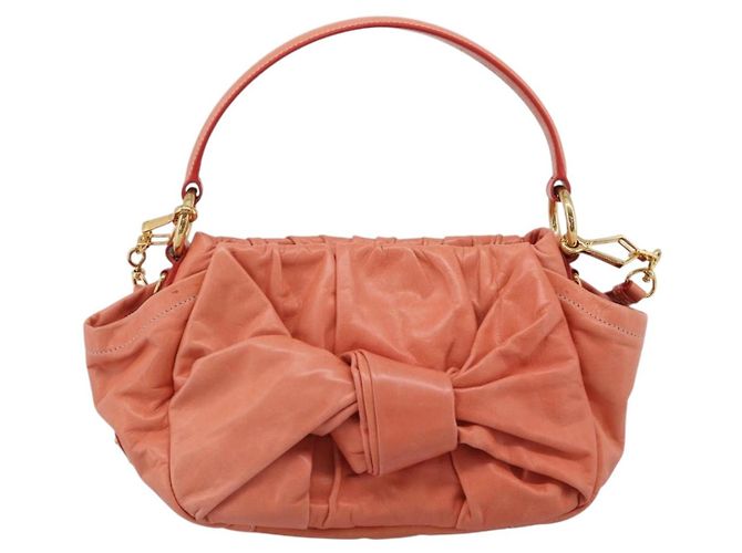 PRADA Hand Bag Leather 2way Pink Gold Tone - vista 13