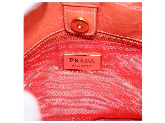 PRADA Hand Bag Leather 2way Pink Gold Tone - vista 21
