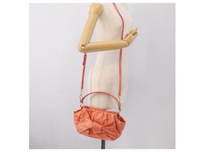 PRADA Hand Bag Leather 2way Pink Gold Tone - vista 26