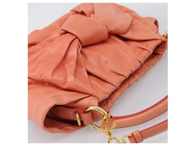 PRADA Hand Bag Leather 2way Pink Gold Tone - vista 6