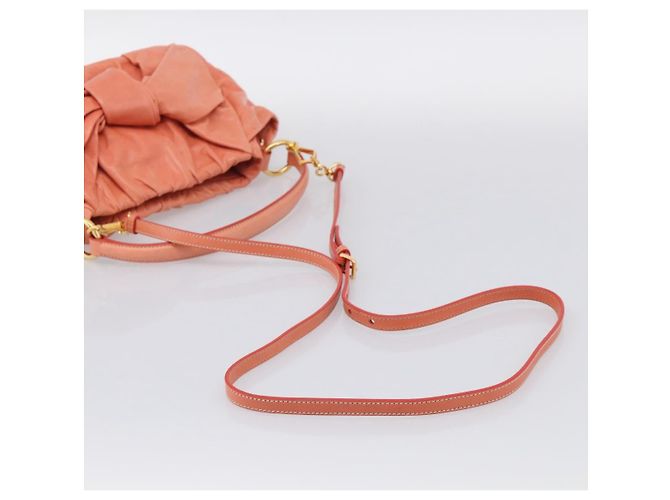 PRADA Hand Bag Leather 2way Pink Gold Tone - vista 8