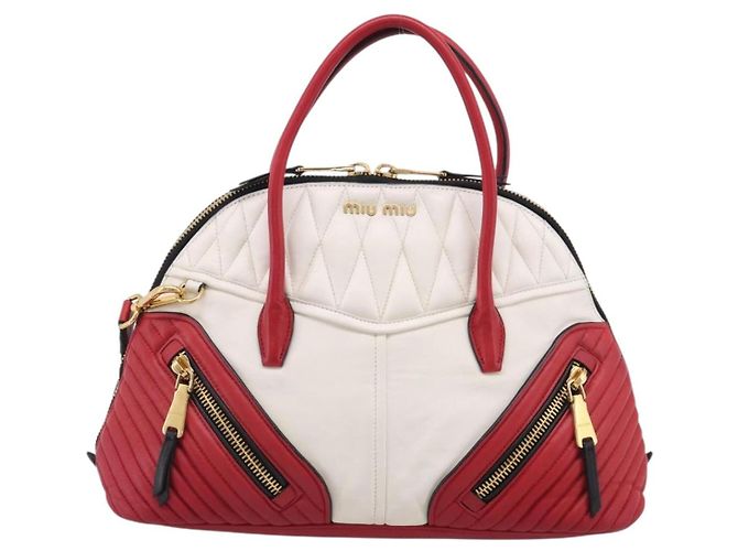 Miu Miu Hand Bag Leather 2way Red Gold - vista 13