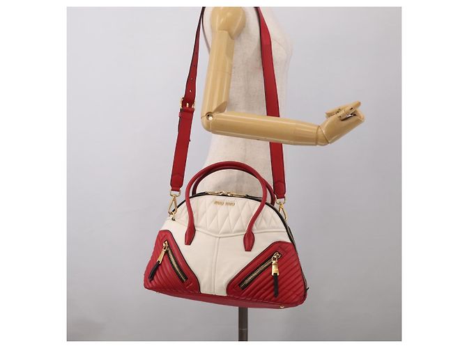 Miu Miu Hand Bag Leather 2way Red Gold - vista 30