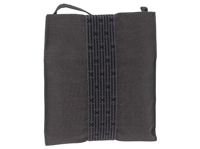 Hermès HERMES Her Line Pochette Shoulder Bag Canvas Gray - vista 3