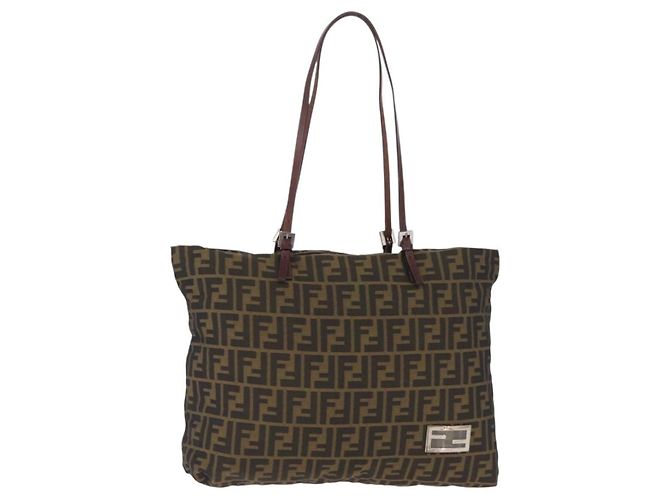 FENDI Zucca Canvas Tote Bag Brown Silver - vista 13