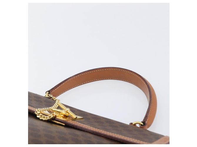 Céline CELINE Macadam Canvas Hand Bag PVC Leather Brown Gold - vista 14