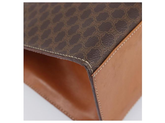 Céline CELINE Macadam Canvas Hand Bag PVC Leather Brown Gold - vista 16