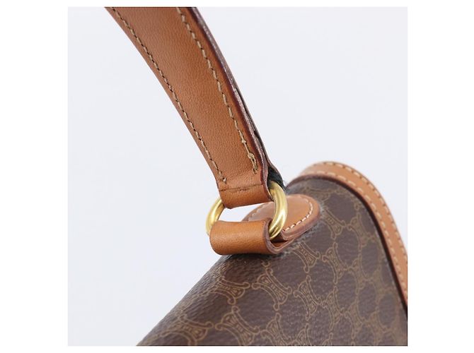 Céline CELINE Macadam Canvas Hand Bag PVC Leather Brown Gold - vista 8