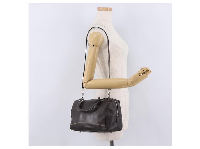 PRADA Mini Boston Bag Boston Bag Leather 2way Brown Silver B11075 - vista 28