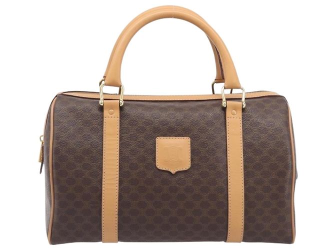 Céline CELINE Macadam Canvas Hand Bag PVC Leather Brown Gold - vista 2
