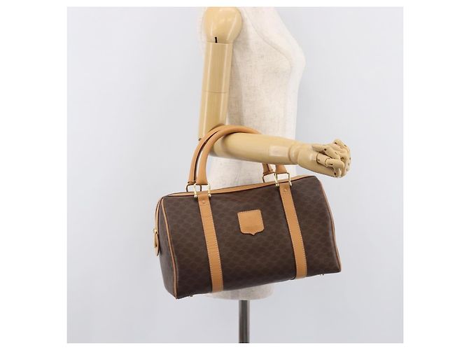Céline CELINE Macadam Canvas Hand Bag PVC Leather Brown Gold - vista 23