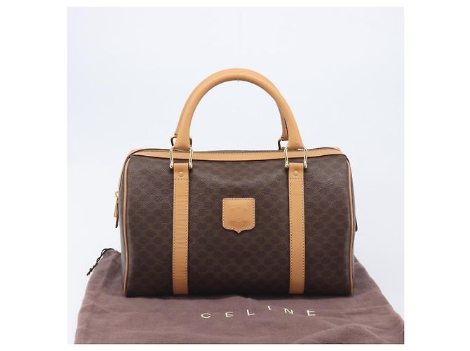 Céline CELINE Macadam Canvas Hand Bag PVC Leather Brown Gold - vista 24