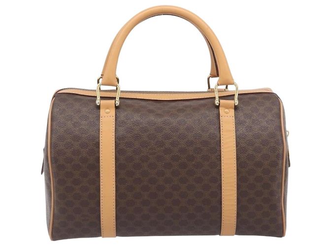 Céline CELINE Macadam Canvas Hand Bag PVC Leather Brown Gold - vista 3