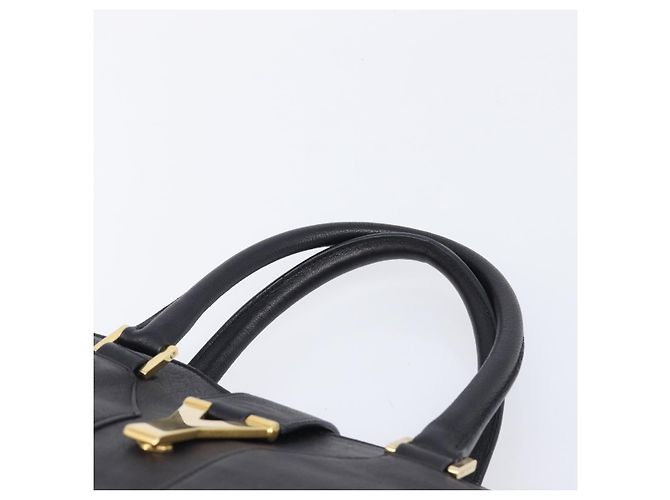 Autre Marque Saint Laurent Cabas Hand Bag Leather 2way Black Gold 311220 - vista 14