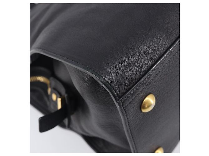 Autre Marque Saint Laurent Cabas Hand Bag Leather 2way Black Gold 311220 - vista 17