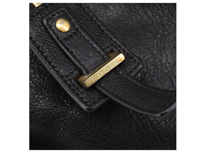 Autre Marque Saint Laurent Cabas Hand Bag Leather 2way Black Gold 311220 - vista 19