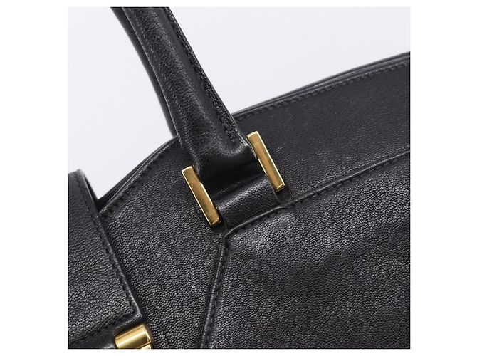 Autre Marque Saint Laurent Cabas Hand Bag Leather 2way Black Gold 311220 - vista 20