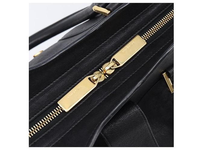 Autre Marque Saint Laurent Cabas Hand Bag Leather 2way Black Gold 311220 - vista 23