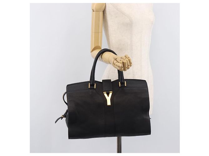 Autre Marque Saint Laurent Cabas Hand Bag Leather 2way Black Gold 311220 - vista 29