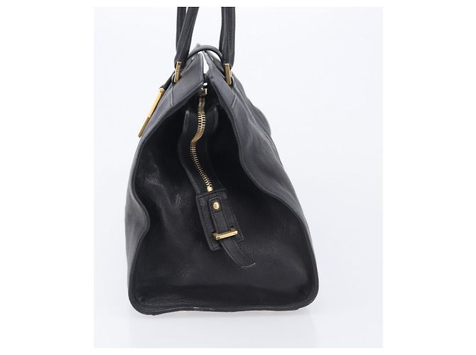 Autre Marque Saint Laurent Cabas Hand Bag Leather 2way Black Gold 311220 - vista 3