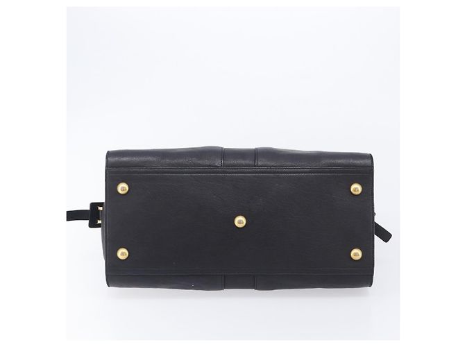 Autre Marque Saint Laurent Cabas Hand Bag Leather 2way Black Gold 311220 - vista 5