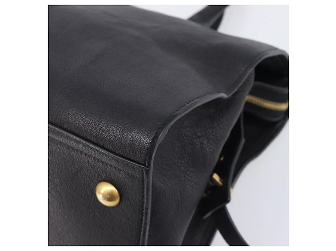 Autre Marque Saint Laurent Cabas Hand Bag Leather 2way Black Gold 311220 - vista 8