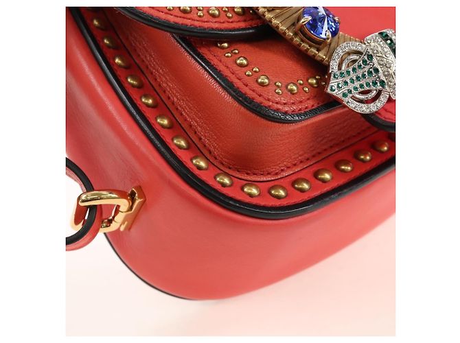 Miu Miu Madras Shoulder Bag Leather Orange Gold - vista 15