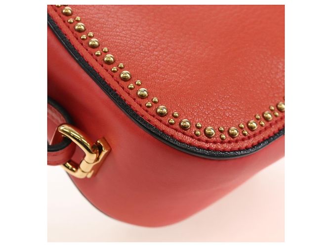 Miu Miu Madras Shoulder Bag Leather Orange Gold - vista 17