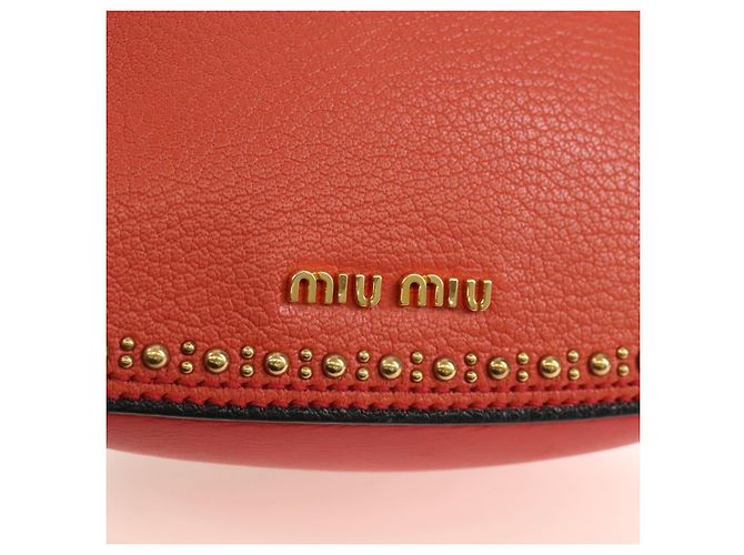 Miu Miu Madras Shoulder Bag Leather Orange Gold - vista 19