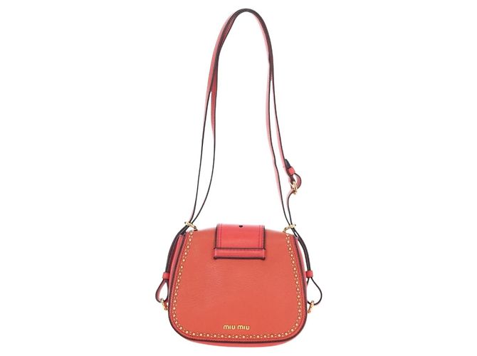 Miu Miu Madras Shoulder Bag Leather Orange Gold - vista 2