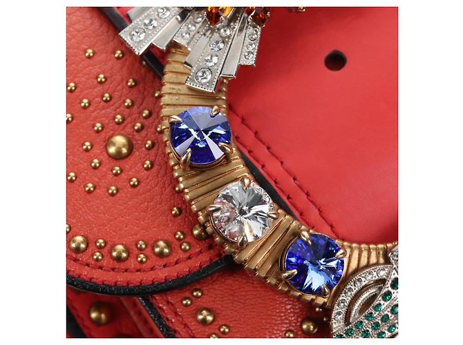 Miu Miu Madras Shoulder Bag Leather Orange Gold - vista 21