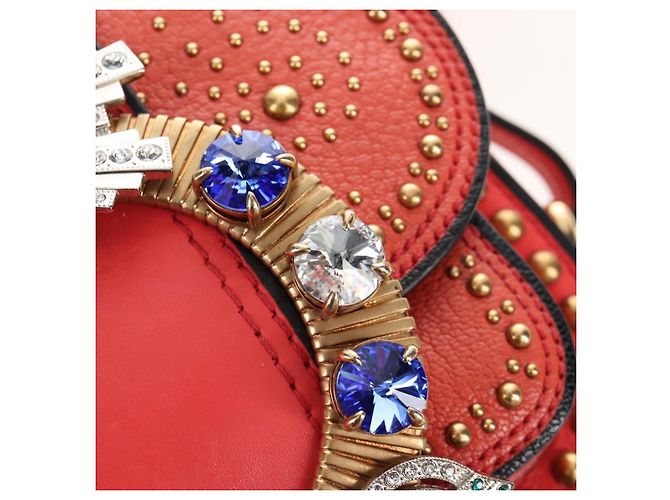 Miu Miu Madras Shoulder Bag Leather Orange Gold - vista 22