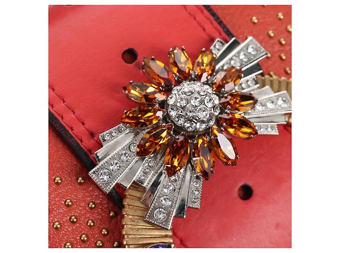 Miu Miu Madras Shoulder Bag Leather Orange Gold - vista 23