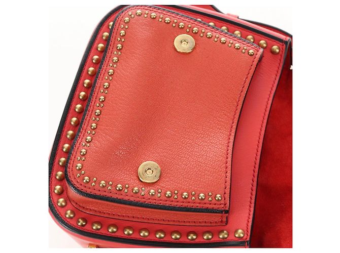 Miu Miu Madras Shoulder Bag Leather Orange Gold - vista 26