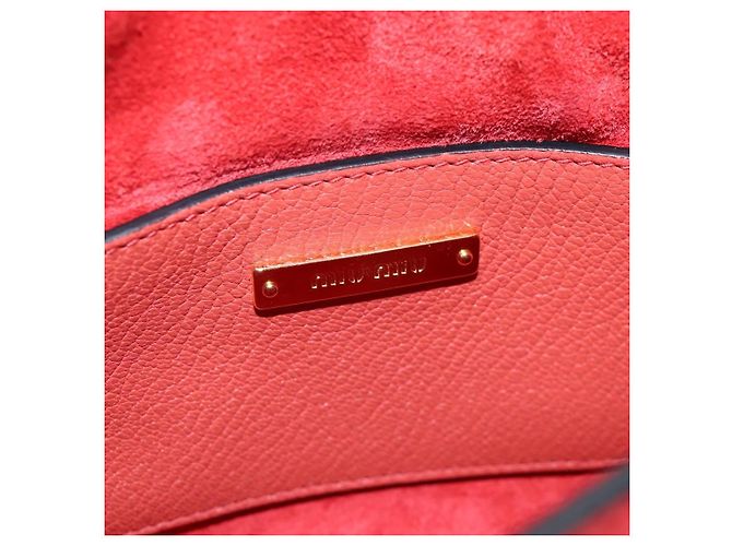 Miu Miu Madras Shoulder Bag Leather Orange Gold - vista 27