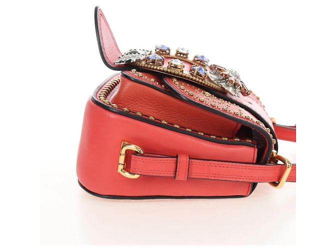 Miu Miu Madras Shoulder Bag Leather Orange Gold - vista 4
