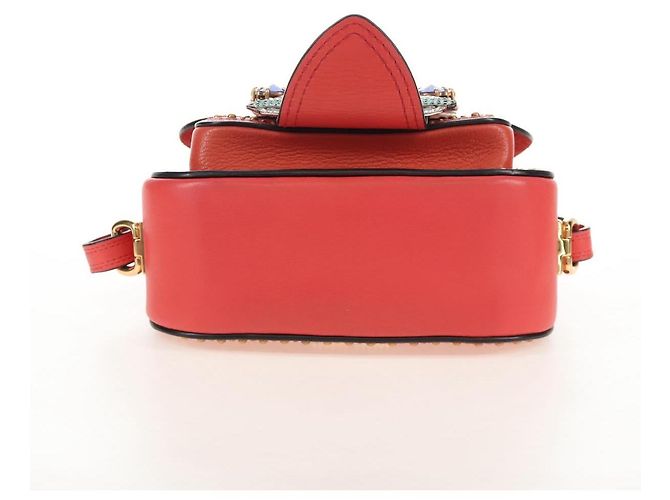 Miu Miu Madras Shoulder Bag Leather Orange Gold - vista 5