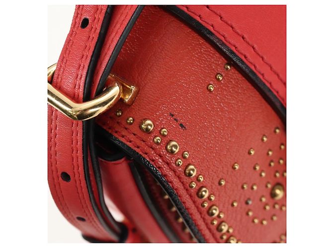Miu Miu Madras Shoulder Bag Leather Orange Gold - vista 9