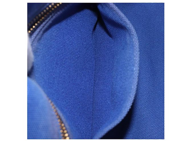 PRADA Canapa PM Hand Bag Canvas 2way Blue Gold Tone - vista 26