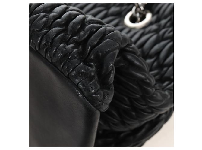 Miu Miu Matelasse Chain Shoulder Bag Leather 2way Black Silver - vista 18