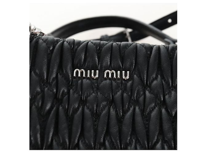 Miu Miu Matelasse Chain Shoulder Bag Leather 2way Black Silver - vista 21