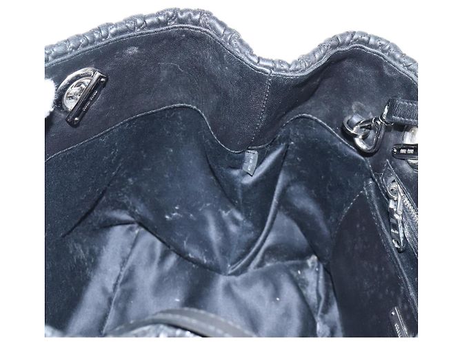 Miu Miu Matelasse Chain Shoulder Bag Leather 2way Black Silver - vista 23