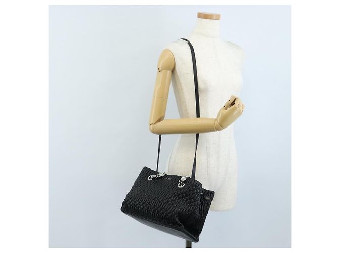 Miu Miu Matelasse Chain Shoulder Bag Leather 2way Black Silver - vista 28